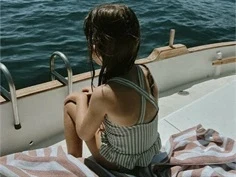 Liewood sea blue/white stribet badedragt Amara UPF 40+